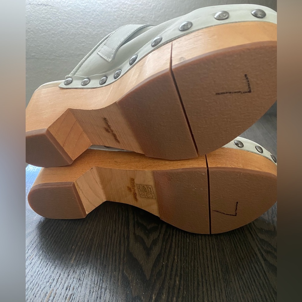 Free People Culver City White Leather Clog Heel Size 39 - Picture 7 of 10